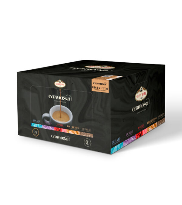 Caja de 100 cápsulas de café Cremossa Espresso Ristretto – Sistema FAP
