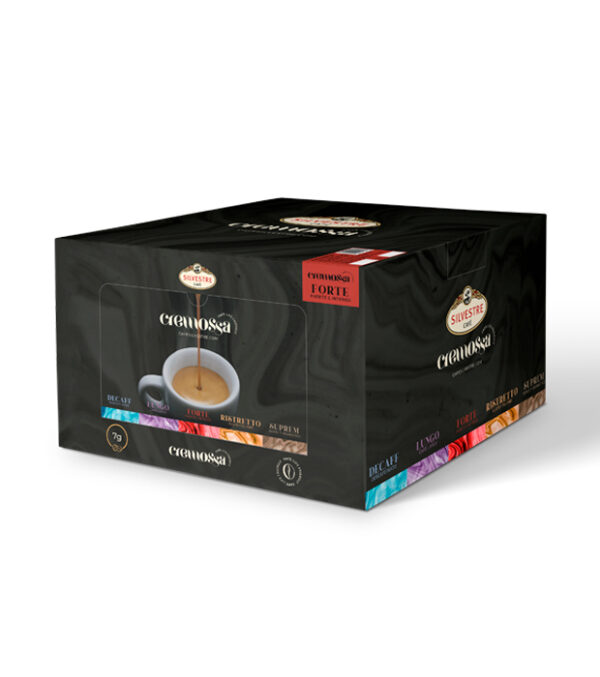 Caja de 100 cápsulas de café Cremossa Espresso Forte – Sistema FAP